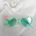 Mint green heart-shaped kids sunglasses with a pink 3D bow on a white background - Bowknot Green
