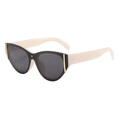 Détails de lunettes œil de chat avec branches blanches et accents métalliques dorés - Blanc Cassé