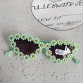 Occhiali da sole a gatto verde chiaro per bambini con decorazioni a margherita - Verde Smeraldo