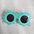 Occhiali da sole a fiore per bambini con montatura verde menta e stanghette rosa - Girasole verde