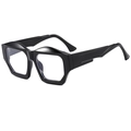 Occhiali da sole cat-eye neri con montatura a onde irregolari e design futuristico - Lente Piana / Nero Lucido Lenti Trasparenti Anti-Luce Blu