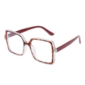 Women's square anti-blue light glasses with tortoiseshell frames and red temples - Tortoise Frame Red Legs