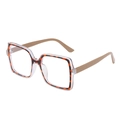 Square leopard print blue light blocking glasses with stylish khaki temples for women - Leopard Frame Coffee Leg