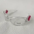 Détail de lunettes anti-lumière bleue pour enfants avec décor fleur rose, cœur et UV400 - Blanc Transparent