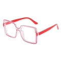 Square oversized glasses in clear and red dual-tone frame with anti-blue light lenses - Red Frame Clear Lens