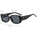 Fashionable black square sunglasses with unique geometric textured frame and silver accents - Black