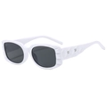 Fashionable white square sunglasses with diamond-grid texture and dark grey lenses - White Frame Gray Lens