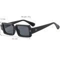 Retro black square frame sunglasses with silver rivet accents and dark grey lenses - Black