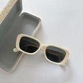 Detail of cream matte polarized kids sunglasses with a woven texture protective case - Off-white