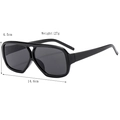Black pilot-style square sunglasses with double-bridge and 14.6cm frame dimensions - Bright Black