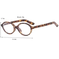 Retro tortoiseshell oval glasses frame with blue light blocking lenses and size dimensions - Demi/Tortoise