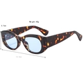 Occhiali da sole ovali retrò tartarugati con lenti azzurre e montatura spessa 40g - Demi/Blu