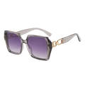 Oversized grey transparent sunglasses with purple gradient lenses and gold chain detail - Grey Frame Smoke Gray Lens