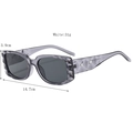 Gray translucent square sunglasses with unique diamond-cut texture and white frame finish - Transparent Gray