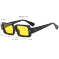 Retro square sunglasses with thick black frame and yellow transparent lenses - Glossy Black Frame Yellow Lens