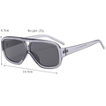 Square aviator sunglasses with transparent grey-purple frame and dimensions 14.6x4.5cm - Smoke Gray