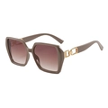 Mocha large hexagonal sunglasses with gradient brown lenses and gold chain hinge - Light Coffee Frame Gradient Tea Lens