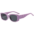 Modern square sunglasses with purple textured frames and dark grey lenses for fashion - Purple