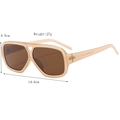Retro square double bridge sunglasses in beige translucent frames and brown lenses - Transparent Tea