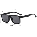 Classic black square frame sunglasses with dark grey lenses and dimensions 14.6cm x 4.2cm - Bright Black