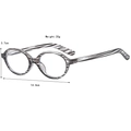 Vintage oval black and gray striped eyewear frames with size measurements and 20g weight - Grey Stripe