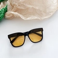 Detail of square black frame kids sunglasses with stylish translucent yellow lenses - Black Frame Yellow Lens