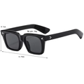 Classic black square frame sunglasses with silver hammer detail and star rivet accents - Black