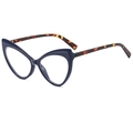 Montatura occhiali cat-eye blu Y2K con stanghette leopardate per look femminile alla moda - Blu