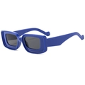 Retro rectangle thick frame sunglasses in dark blue glossy finish for men and women - Blue