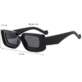 Retro rectangle sunglasses for men and women with black thick frame and grey lenses - Bright Black