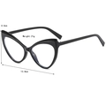 Occhiali cat-eye nero lucido Y2K, filtro luce blu, larghezza 13,8 cm peso di 21g - Nero