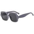 Retro oversized square sunglasses in Morandi grey thick frame with dark grey lenses - Solid Grey