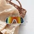 Detailed view of kids' sports sunglasses weighing 20g with iridescent wrap lenses - White Splash Red Mirror