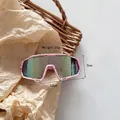 Close-up of pink splash kids sports sunglasses with weight and size specifications - Pink Dots Pink Mercury