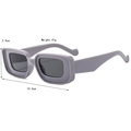 Retro rectangular sunglasses with thick gray-purple frames and dark gray lenses - Solid Grey