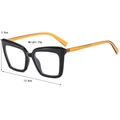 Cat eye blue light glasses with black frame and amber temples in 45-degree angle - Bright Black with Brown Temples