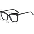 Chic black thick frame anti-blue light glasses, square retro style, lightweight 23g - Bright Black