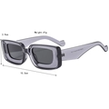 Gray transparent rectangle sunglasses with dark lenses and 15.3cm frame width measurements - Transparent Gray