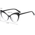 Y2K black and clear gradient cat-eye blue light glasses frames, 13.8cm wide, 21g weight - Gradient Black