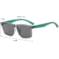 Square sunglasses with transparent grey frame and green temples for men and women - Transparent Grey Green Temples