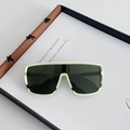 Kids shield sunglasses with oversized mint green frames and dark one-piece lenses - Yellow Grey