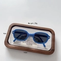 Detailed view of blue foldable kids sunglasses with dimensions 14cm width and 4cm height - Blue