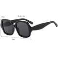 Retro oversized square black sunglasses for women with 34g lightweight frame - Bright Black