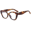 Elegant cat eye sunglasses in tortoiseshell frame with transparent lenses for women - Demi Clear (Anti-Blue Light)