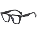 Occhiali da sole cat-eye oversize neri con borchie a stella sulla montatura - Nero Lucido Lenti Trasparenti