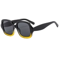 Retro square oversized sunglasses with black and yellow gradient frames for a stylish look - Black and Yellow Gradient