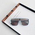 Kids oversized one-piece sunglasses in light blue frames and dark grey flat lenses - Blue Gray