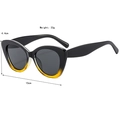 Elegant cat eye sunglasses in black and yellow gradient frame with dark grey lenses - Black and Yellow Gradient