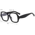 Lunettes de soleil carrées noires surdimensionnées, largeur 15 cm et hauteur 4,9 cm - Anti-lumière bleue / Noir Brillant Verres Transparents