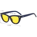 Gafas de sol ojo de gato modernas con montura negra y lentes amarillas, 14,6 cm - Montura Negra Lentes Amarillas